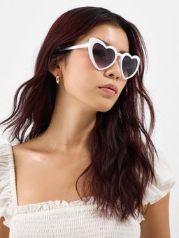 Accessorize London - Womens Heart Grey Cat Eye Sunglasses
