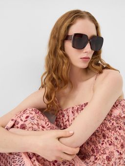 Accessorize London - Womens Square Leopard Print Sunglasses