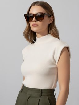 Accessorize London - Womens Brown Tort Mocha Cat Eye Sunglasses