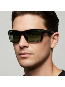 Vintage - Unisex Rectangle Green Lens Sunglasses with Clip On (70)