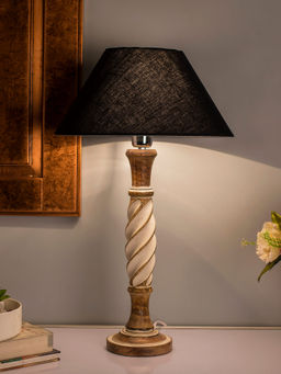 Homesake - Antique Twister Wooden Table Lamp Black