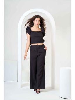 Urban Sundari - Black Frill Sleeves Crop Co-Ord Set