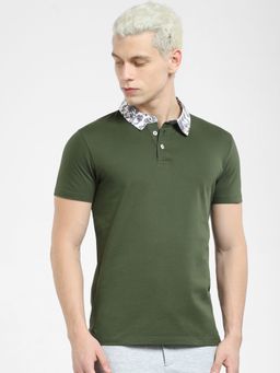 Jack & Jones - Green Floral Collar Polo T-shirt