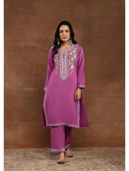 House of Chikankari - Lavender Aari Embroidered Women's Kurta With Pant