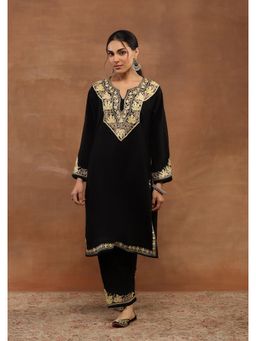 House of Chikankari - Black Aari Embroidered Women's Kurta With Pant