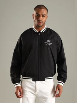 Tommy Hilfiger - Graphic Regular Fit Black Nylon Bomber Jacket