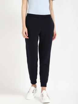 Tommy Hilfiger - Navy Blue Relaxed-Fit Solid Mid Rise Joggers