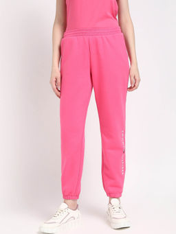 Tommy Hilfiger - Pink Regular-Fit Logo Mid Rise Joggers