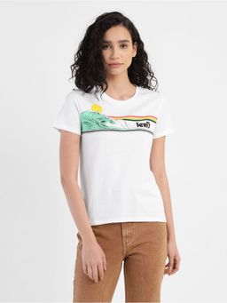Levi's - Womens Graphic Logo Crew Neck T-shirts - White