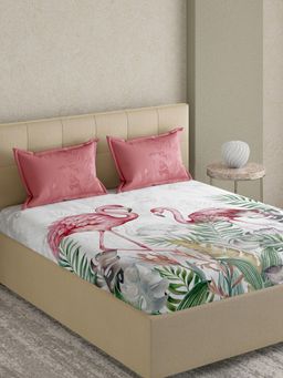 GM - Botanical 300TC Printed Cotton Bedsheet With 2 Pillow Covers - Super King