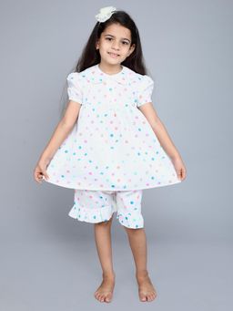 Little Clothings - White Polka Dots Top with Shorts (Set of 2)