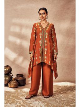 Masaba - Rust Traveller's Palm Kurta with Palazzo (Set of 2)
