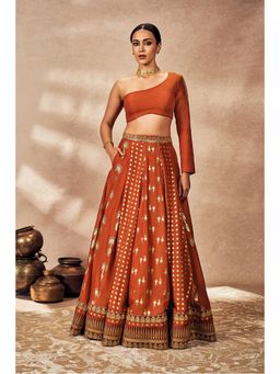 Masaba - Rust Foil Lehenga with Blouse (Set of 2)
