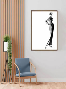 The Art House - Abstract Painting Black and Off White (20X30 Inches)