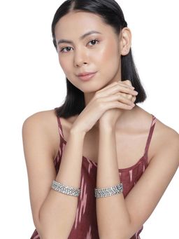 Accessher - Set of 12 Silver Plated Multi Bangle Set for Women - 2.4