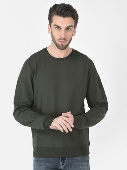 CRIMSOUNE CLUB - Men Simple Olive Zip Detailed Sweatshirt