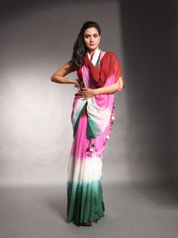 CHARUKRITI - Multi-Color Pure Cotton Tie & Dye Saree