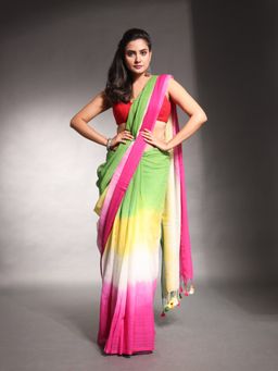 CHARUKRITI - Multi-Color Pure Cotton Tie & Dye Saree