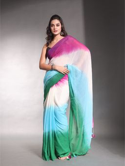 CHARUKRITI - Multi-Color Pure Cotton Tie & Dye Saree