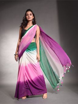 CHARUKRITI - Multi-Color Pure Cotton Tie & Dye Saree