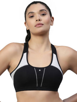 Enamor - SB08 Padded Wirefree Full Coverage Racer Back Medium Impact Cotton Bra - Black