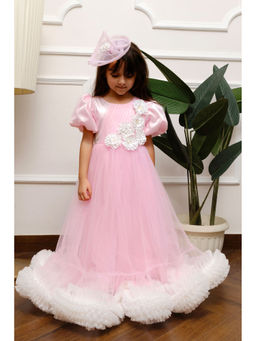 Foreverkidz - Rose Pink Ivory Ruffle Elegance Gown