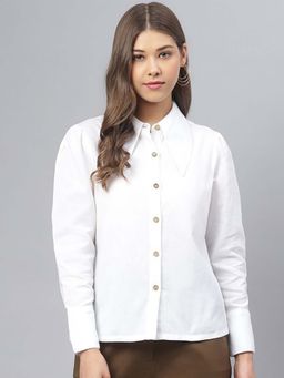 Deebaco - Women White Premium Cotton Casual Shirt