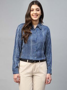 Deebaco - Indigo Striped Formal Women's Shirt