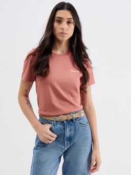 GANT - Women Peach Crew Neck Cotton T-Shirt