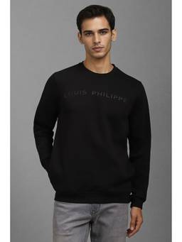 Louis Philippe - Men Casual Black Solid Sweatshirt