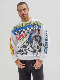 Wrangler - X Hot Wheels Men's Pullover Crew In Bright White
