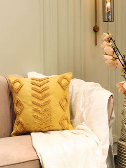 Sashaa World - Tufted Cushion Cover in Mustard (18x18 inches)