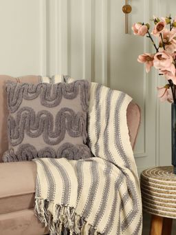 Sashaa World - Wave Cushion Cover Grey (18x18 inches)