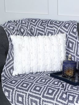 Sashaa World - White Tufted Lumbar Cushion (12x18 inches)