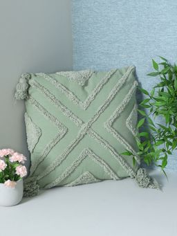 Sashaa World - Green X-Tufted Cushion Cover (18x18 inches)