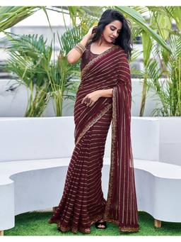 SATRANI - Soft Brown Saree Georgette Saree
