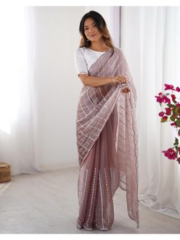 SATRANI - Elegant Dusty Mauve Sequins Embroidery Saree
