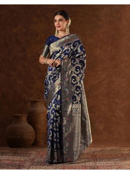 SATRANI - Elegant Navy Blue Weaving Silk Saree