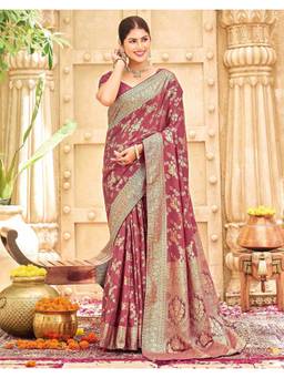 SATRANI - Modern Dusty Mauve Weaving Silk Saree