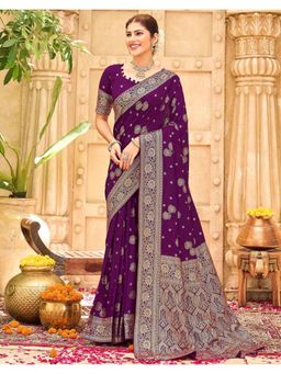 SATRANI - Classic Purple Weaving Silk Saree