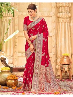 SATRANI - Premium Red Weaving Silk Saree