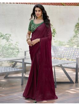 SATRANI - Classic Maroon Zari Stripes Georgette Saree