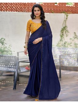 SATRANI - Elegant Navy Blue Zari Stripes Georgette Saree