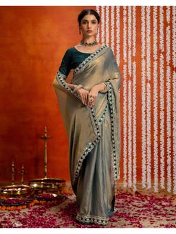 SATRANI - Timeless Teal Blue Sequins Embroidery Lace Saree