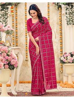 SATRANI - Timeless Pink Bandhani Printed Vichitra Silk Saree