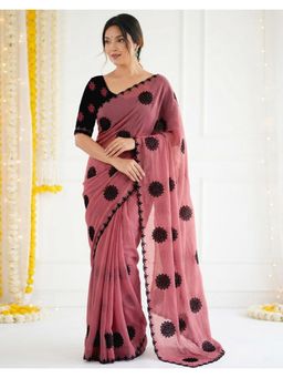 SATRANI - Modern Lavender Embroidery Shimmer Georgette Saree