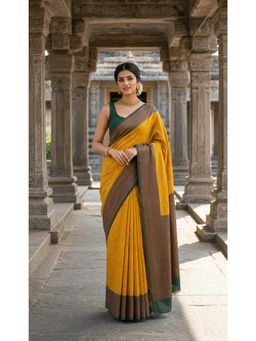 AMRUTKALA SAREES - Yellow Graceful Woven Banarasi Silk Kanjivaram Saree