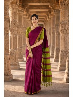 AMRUTKALA SAREES - Maroon Woven Banarasi Silk Kanjivaram Festive Saree