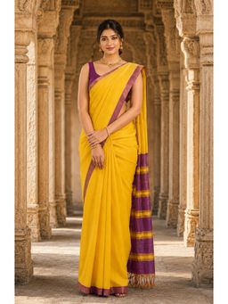 AMRUTKALA SAREES - Woven Banarasi Silk Kanjivaram Yellow Refined Saree