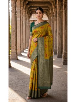 AMRUTKALA SAREES - Yellow Woven Designer Banarasi Silk Kanjivaram Saree